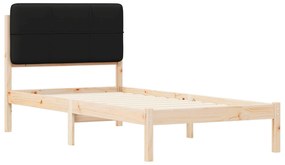 vidaXL Σκελετός Κρεβατιού με Επενδεδυμένο Κεφαλάρι Μαύρο 75 x 190 cm