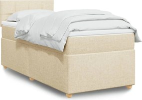 vidaXL Κρεβάτι Boxspring με Στρώμα Κρεμ 90x200 εκ.Υφασμάτινο