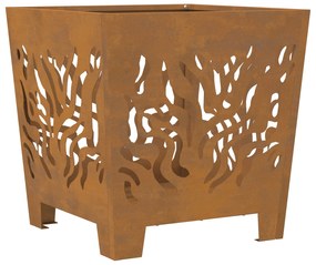 vidaXL Τζάκι Τετράγωνο 40x40x40 εκ Ρουστίκ Χάλυβας