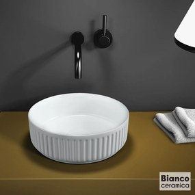 Bianco Ceramica Etna-S 33136 White Ø36 - Επιτραπέζιος νιπτήρας μπάνιου
