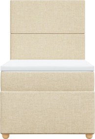 vidaXL Κρεβάτι Boxspring με Στρώμα Κρεμ 90x200 εκ.Υφασμάτινο