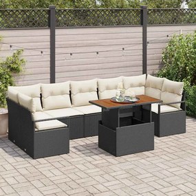vidaXL Σετ Σαλονιού Κήπου με μαξιλάρι 8 pcs Μαύρο και Κρέμα Μεγάλο