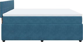 vidaXL Κρεβάτι Boxspring με Στρώμα Μπλε 200x200 εκ. Βελούδινο