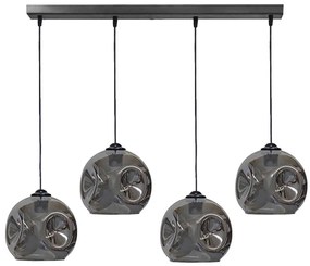 Φωτιστικό Οροφής - Ράγα Pop 02-0414 4/Ε27 Φ20x100x96cm Fume-Black Heronia Μέταλλο,Γυαλί