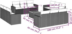 vidaXL Σετ Καναπέ Κήπου 13τεμ Μπεζ Συνθ. Ρατάν με Μαξιλάρια