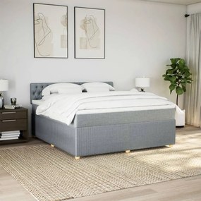 Κρεβάτι Boxspring με Στρώμα Ανοιχτό Γκρι 180x200 εκ. Υφασμάτινο - Γκρι