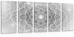 Εικόνα 5 τμημάτων ανατολίτικο Mandala σε ασπρόμαυρο - 200x100