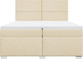 vidaXL Κρεβάτι Boxspring με Στρώμα Κρεμ 200x200 εκ. Υφασμάτινο