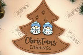 Σετ των 3 Intra απο ξύλο plywood 3mm-4mm πάχος Χριστουγεννιάτικα καρφωτά σκουλαρίκια | Σχεδιασμός κοσμημάτων Δίασταση 3x3 cm INTRAFABR-105339629