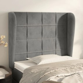 Κεφαλάρι με Πτερύγια Ανοιχτό Γκρι 93x23x118/128 εκ. Βελούδινο 3117992