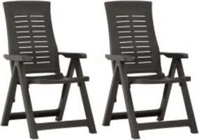 vidaXL Καρέκλες Κήπου Ανακλινόμενες 2 τεμ. Ανθρακί Πλαστικές