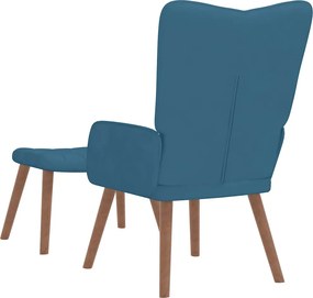 vidaXL Πολυθρόνα Relax Μπλε Βελούδινη με Σκαμπό
