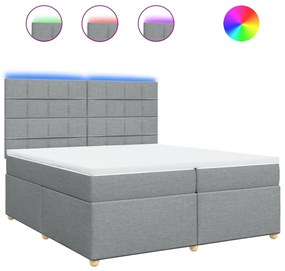 vidaXL Κρεβάτι Boxspring με Στρώμα Ανοιχτό Γκρι 200x200 εκ. Υφασμάτινο