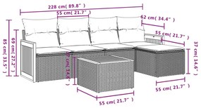 vidaXL Σετ Καναπέ Κήπου 6 τεμ. Μπεζ Συνθετικό Ρατάν με Μαξιλάρια