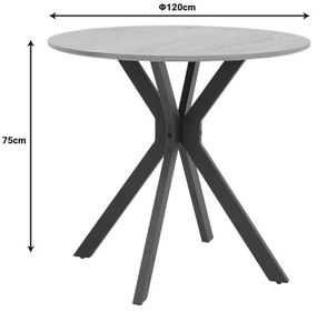 Τραπέζι Xuson φυσικό mdf-πόδι μαύρο μέταλλο Φ120x75εκ 120x120x75 εκ.