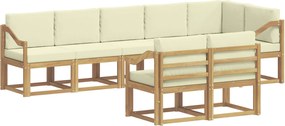 vidaXL Σειρά Καναπέ Εξωτερικού 8 pcs Λευκό και Κρεμ Πολυεστέρας