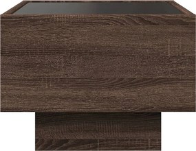 vidaXL Κομοδίνο Άπειρο Φως LED Καφέ Δρυς 40x40x30 εκ.