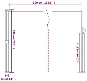 Σκίαστρο Πλαϊνό Συρόμενο Καφέ 180 x 300 εκ. - Καφέ