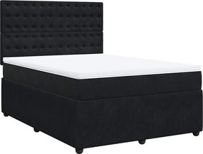 vidaXL Κρεβάτι Boxspring με Στρώμα Μαύρο 140x190 εκ. Βελούδινο