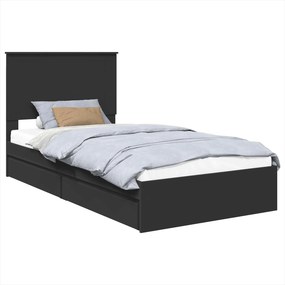 vidaXL Κρεβάτι Αποθήκης Μαύρο 100 x 200 cm Επεξεργασμένο Ξύλο