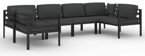 vidaXL Σαλόνι Κήπου 5 Τεμαχίων Ανθρακί Αλουμινίου με Μαξιλάρια