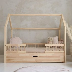 Κρεβάτι Παιδικό Montessori  Bello Plus Duo με Αφαιρούμενα Κάγκελα 23cm  + Συρτάρι σε Φυσικό  Ξύλο  90×200cm  Luletto (Δώρο 10% έκπτωση στο Στρώμα)