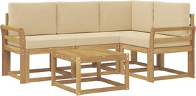 vidaXL Σειρά Καναπέ Εξωτερικού με μαξιλάρι 5 pcs Λευκό και Μπεζ