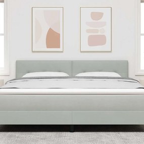 vidaXL LED κεφαλάρι με LED ταινίες φωτός Ανοιχτό γκρι 180 cm Βελούδο