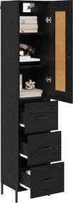 vidaXL Highboard Μαύρη Οξυά 34,5 x 34 x 180 εκ. Επεξεργασμένο ξύλο