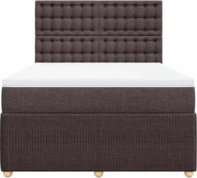 vidaXL Κρεβάτι Boxspring με Στρώμα Σκούρο Καφέ 140x190 εκ. Υφασμάτινο