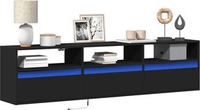 vidaXL Ντουλάπι Τηλεόρασης με LED Μαύρο 180x31x45 εκ.