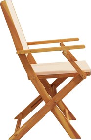 vidaXL Καρέκλες Κήπου 2 τεμ. Μπεζ Μασίφ Ακακία &amp; Ύφασμα