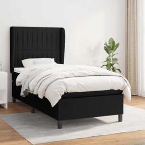 vidaXL Κρεβάτι Boxspring με Στρώμα Μαύρο 90x190 εκ.Υφασμάτινο