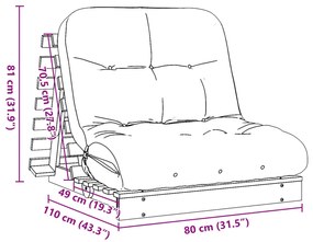 ΚΑΝΑΠΕΣ ΚΡΕΒΑΤΙ FUTON ΜΕ ΣΤΡΩΜΑ 80X206X11 ΕΚ. ΜΑΣΙΦ ΞΥΛΟ ΠΕΥΚΟΥ 846758