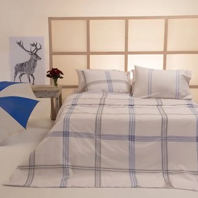 Σεντόνια Andrew Με Λάστιχο (Σετ 4τμχ) Blue Melinen King Size 180x232cm 100% Βαμβάκι