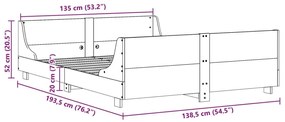 Σκελετός Κρεβατιού Χωρίς Στρώμα 135x190 εκ Μασίφ Ξύλο Πεύκου - Καφέ