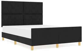 vidaXL Σκελετός Κρεβατιού με κεφαλάρι Μαύρο 140 x 200 cm ύφασμα