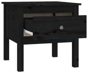 Βοηθητικό Τραπέζι Μαύρος 50x50x49 εκ. από Μασίφ Ξύλο Πεύκου - Μαύρο