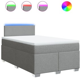 vidaXL Κρεβάτι Boxspring με Στρώμα Ανοιχτό Γκρι 120x190 εκ. Υφασμάτινο