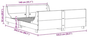 Σκελετός Κρεβ. Χωρίς Στρώμα Λευκό 140x200 εκ Μασίφ Πεύκο - Λευκό