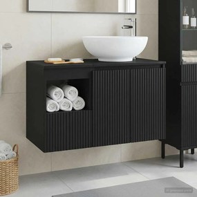 vidaXL Σετ Επίπλων Μπάνιου 2 τμχ. Μαύρο Επεξεργασμένο Ξύλο