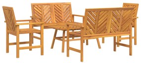 vidaXL Σετ Lounge Κήπου 5 Κομματίων από Μασίφ Ξύλο Ακακίας
