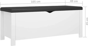 vidaXL Κουτί Αποθήκευσης Λευκό 105x40x45 εκ. Επεξ. Ξύλο με Μαξιλάρι