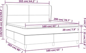 vidaXL Κρεβάτι Boxspring με Στρώμα Μπλε 160x200 εκ. Υφασμάτινο