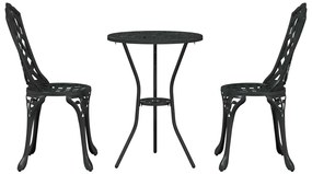 vidaXL Σετ Μπιστρό Κήπου 3 pcs Μαύρο Αλουμίνιο