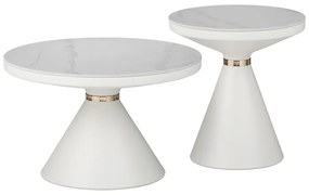 Intrahome Βοηθητικά τραπέζια Coozlin intrahome sintered stone σε απόχρωση λευκό μαρμάρου με λευκό-χρυσό μέταλλο | SKU: INTRAPA-130111431