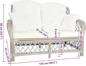 vidaXL Καναπές Διθέσιος Γκρι από Ρατάν