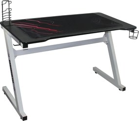 GAMING Γραφείο 120x60cm τ.Carbon Μέταλλο Βαφή Άσπρο   1τμχ