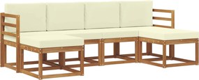 vidaXL Σειρά Καναπέ Εξωτερικού 6 pcs Φυσικό και Κρέμα