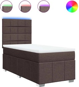 vidaXL Κρεβάτι Boxspring με Στρώμα Σκούρο Καφέ 90x200 εκ. Υφασμάτινο